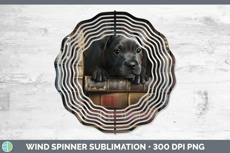 3D Books Staffordshire Bull Terrier Dog Wind Spinner Sublima