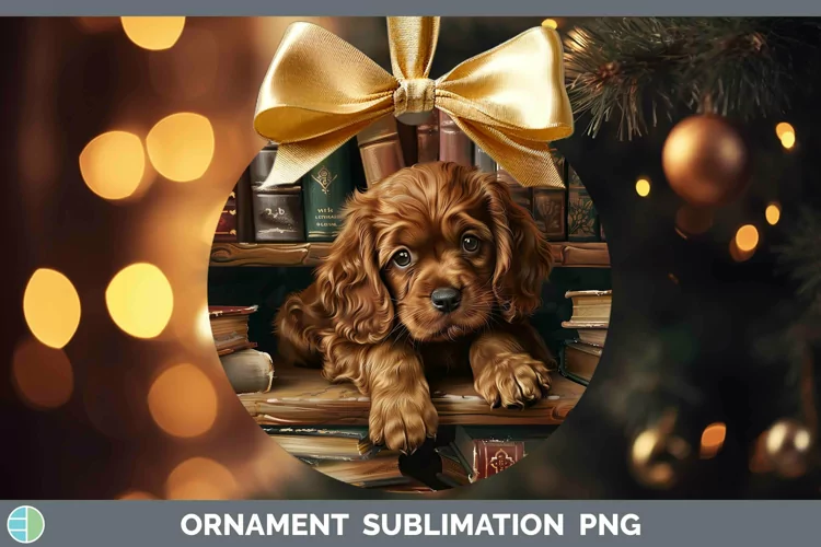 3D Books Sussex Spaniel Dog Ornament Sublimation Bauble Desi