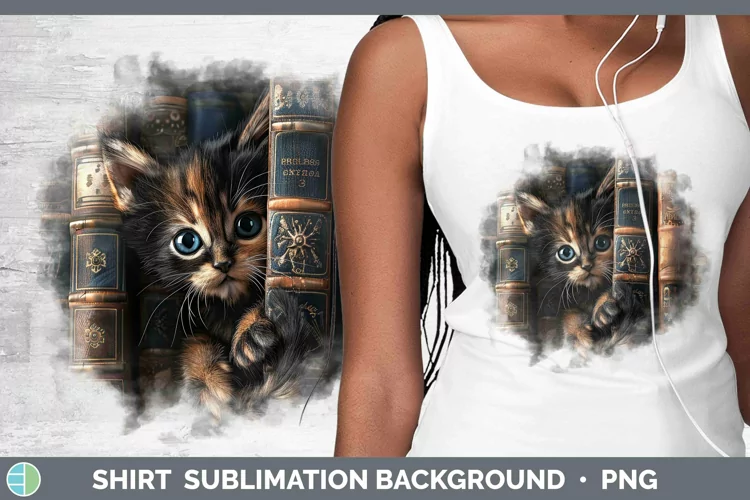 3D Books Tortoiseshell Cat Shirt Sublimation Sublimation Bac