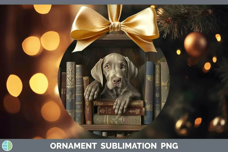 3D Books Weimaraner Dog Ornament Sublimation Bauble Designs