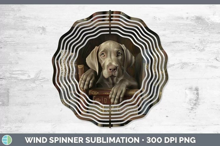 3D Books Weimaraner Dog Wind Spinner Sublimation Spinner Des