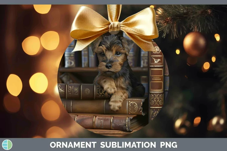 3D Books Welsh Terrier Dog Ornament Sublimation Bauble Desig
