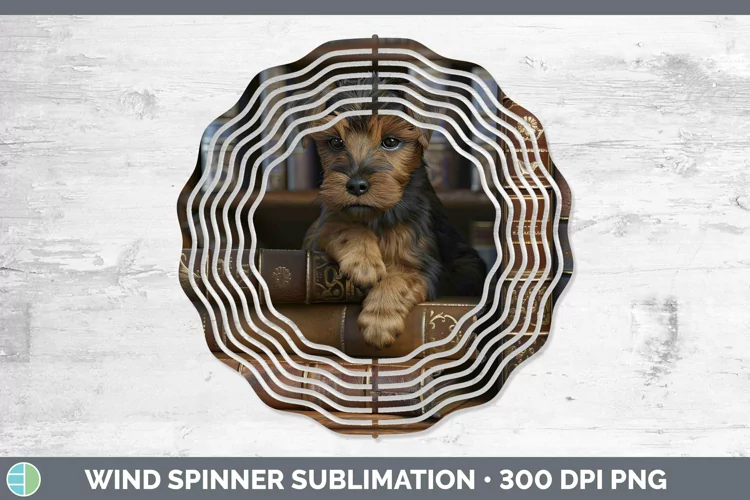 3D Books Welsh Terrier Dog Wind Spinner Sublimation Spinner
