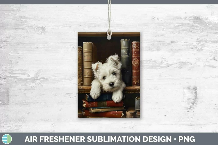 3D Books West Highland White Terrier Air Freshener Sublimati