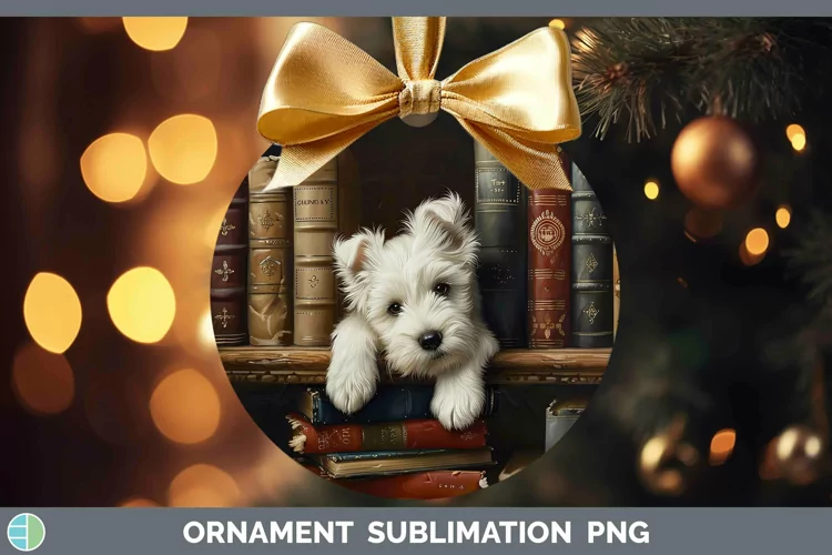 3D Books West Highland White Terrier Dog Ornament Sublimatio