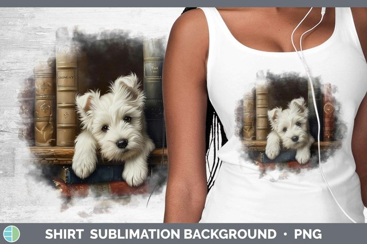 3D Books West Highland White Terrier Dog Shirt Sublimation S