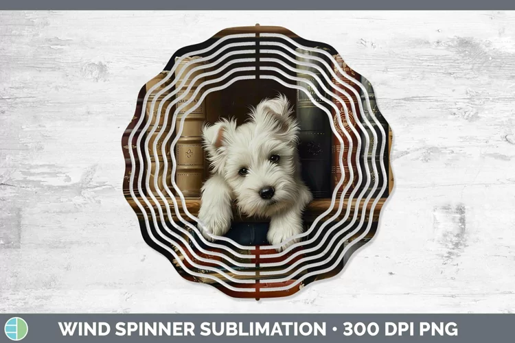 3D Books West Highland White Terrier Dog Wind Spinner Sublim