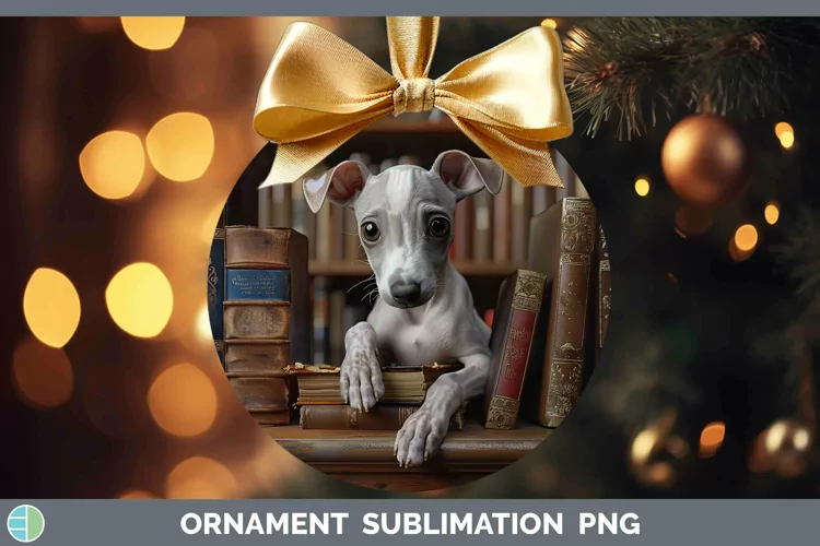 3D Books Whippet Dog Ornament Sublimation Bauble Designs