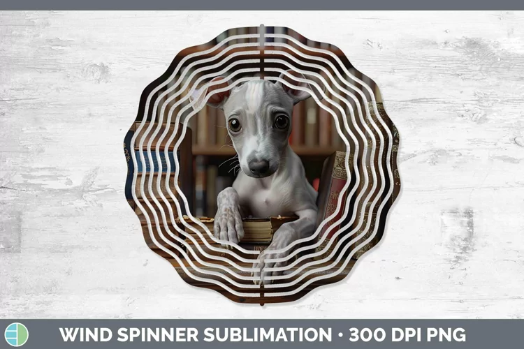 3D Books Whippet Dog Wind Spinner Sublimation Spinner Design