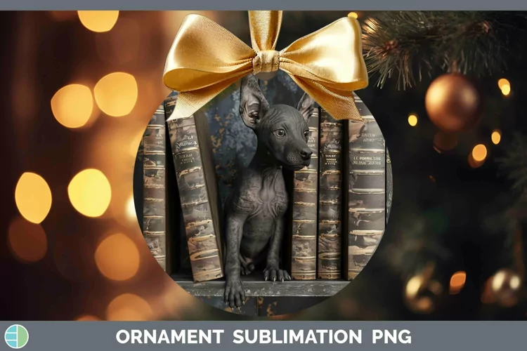 3D Books Xoloitzcuintli Dog Ornament Sublimation Bauble Desi