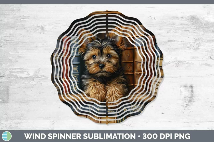 3D Books Yorkshire Terrier Dog Wind Spinner Sublimation Spin