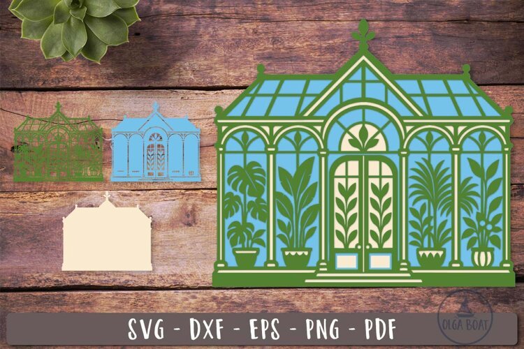 3d Botanical Greenhouse SVG Layered design