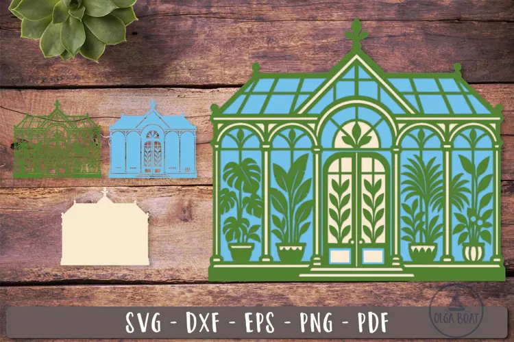 3d Botanical Greenhouse SVG Layered design