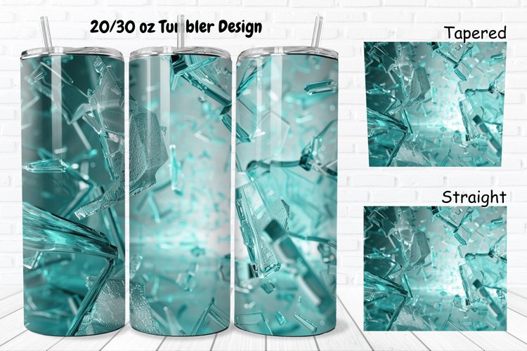 3D Broken Glass 20/30oz Skinny Tumbler example image 1