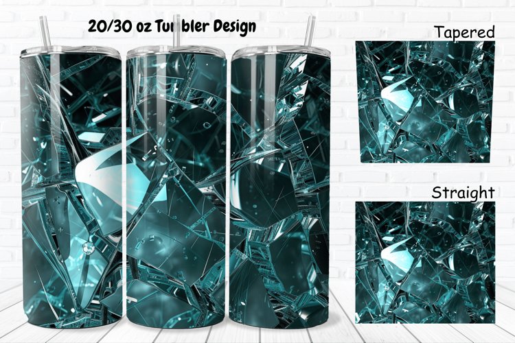 3D Broken Glass 20/30oz Skinny Tumbler example image 1