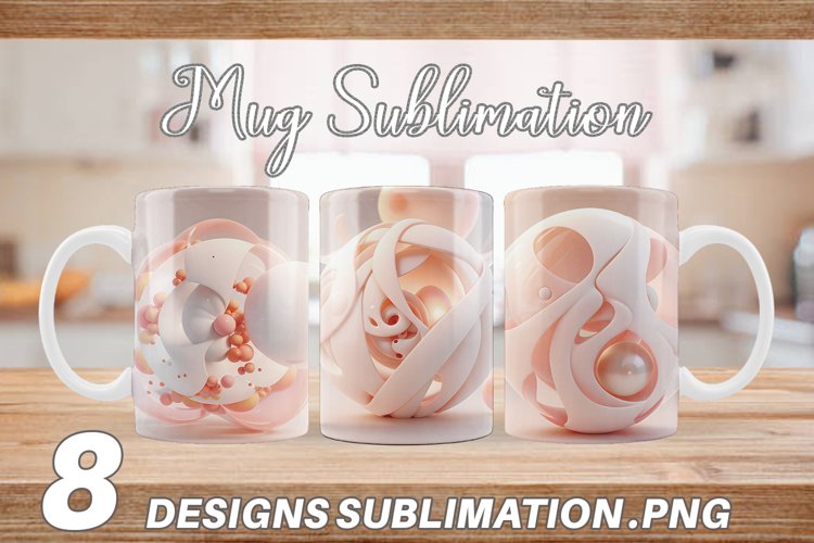 3D Bubble Peach Color Mug sublimation design
