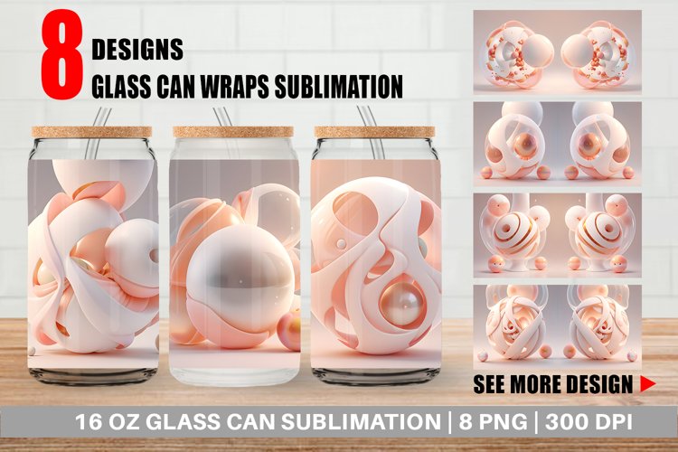 3D Bubble Peach color Glass Can Wraps