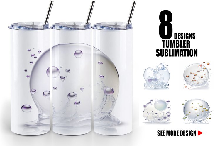 3D Bubbles White background | Tumbler Sublimation Wrap