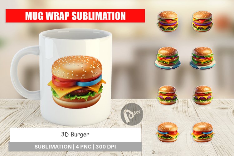 Mug Wrap Design 3D Burger