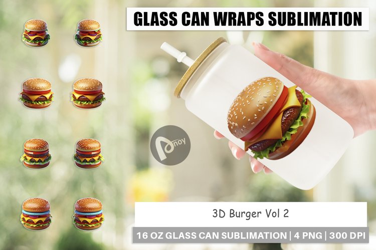 Glass Can Wraps 3D Burger