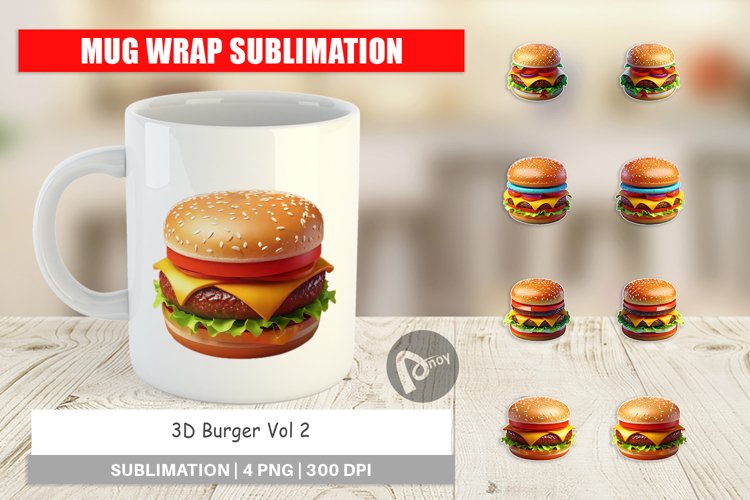 Mug Wrap Design 3D Burger