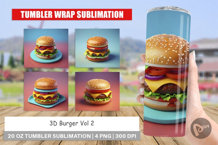 Tumbler Sublimation Wrap 3D Burger