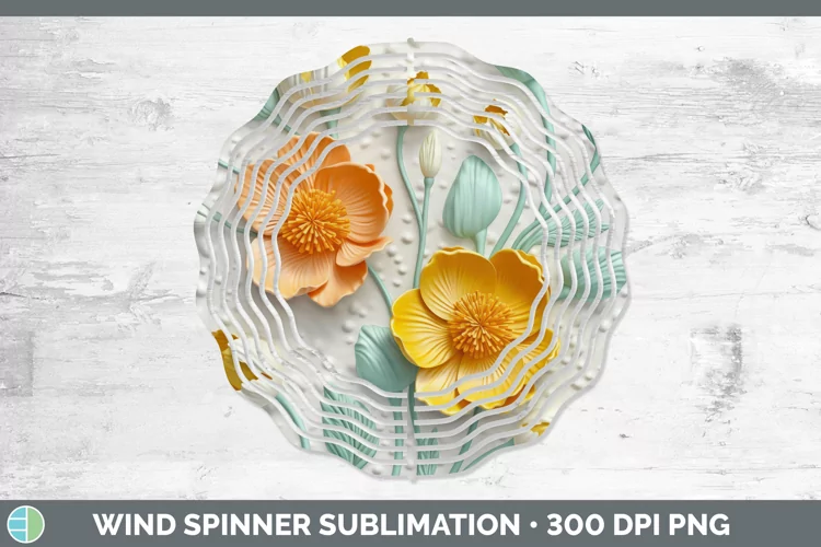 3D Buttercup Flowers Wind Spinner | Sublimation Spinner Desi