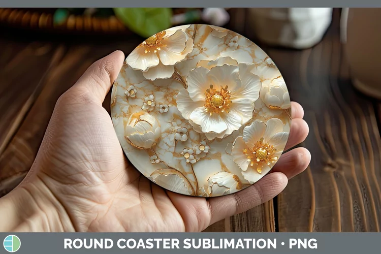 3D Buttercup Round Coaster Sublimation Coaster Designs