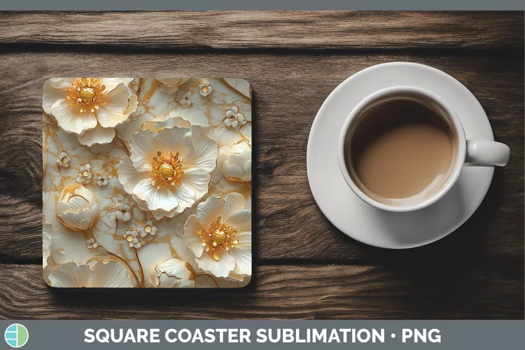 3D Buttercup Square Coaster Sublimation Coaster Designs