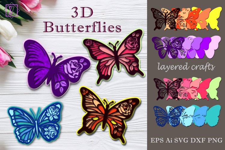 3D Butterflies. Craft.Cricut SVG. example image 1