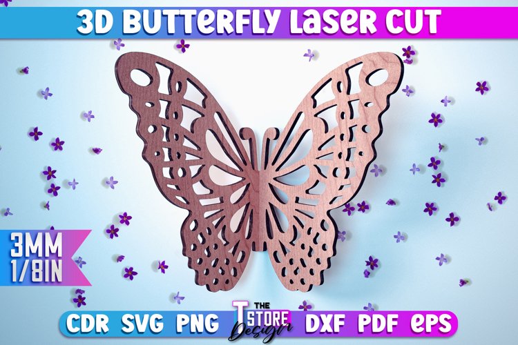 3D Butterfly Laser Cut | Butterfly Laser Cut SVG Design example image 1