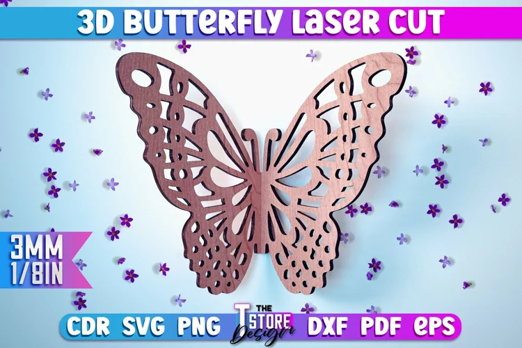 3D Butterfly Laser Cut | Butterfly Laser Cut SVG Design