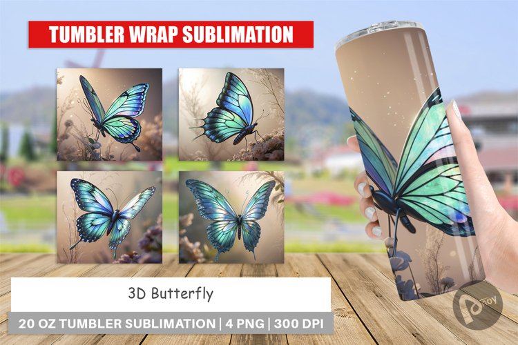 Tumbler Wrap 3D Butterfly