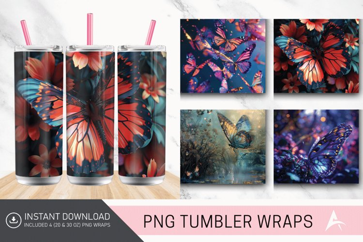 3D Butterfly Fantasy Tumbler Wrap