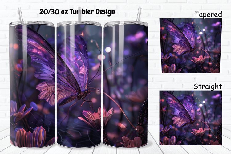 3D Butterfly Fantasy 20/30oz Skinny Tumbler example image 1