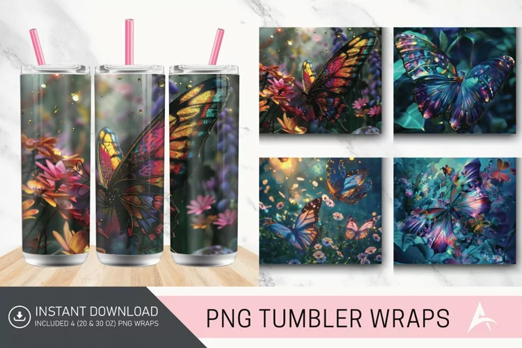 3D Butterfly Fantasy Tumbler Wrap