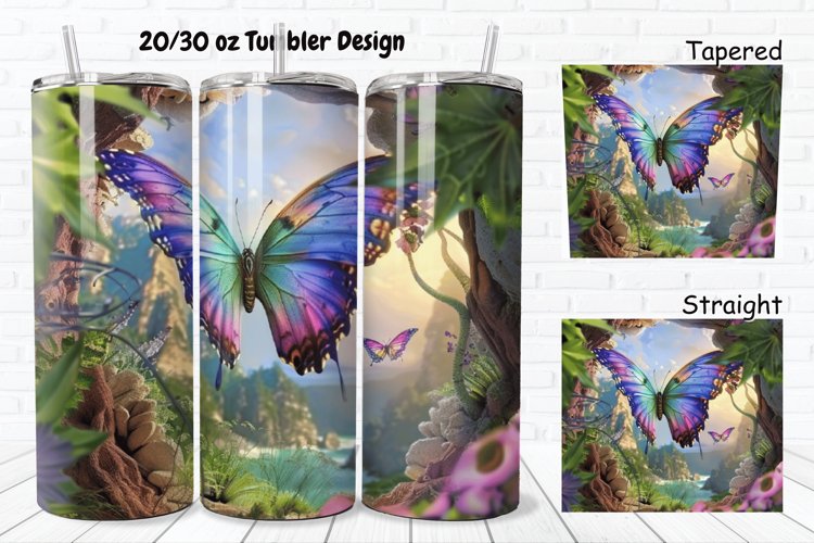 3D Butterfly Fantasy 20/30oz Skinny Tumbler example image 1