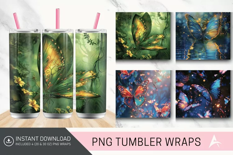 3D Butterfly Fantasy Tumbler Wrap