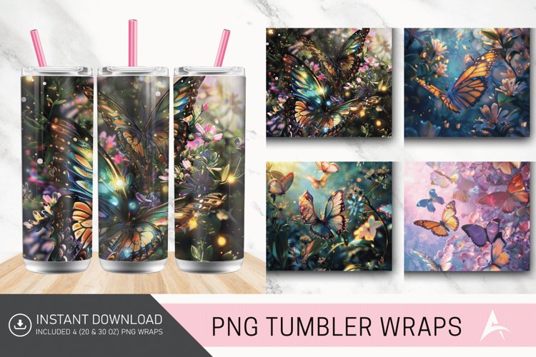 3D Butterfly Fantasy Tumbler Wrap example image 1