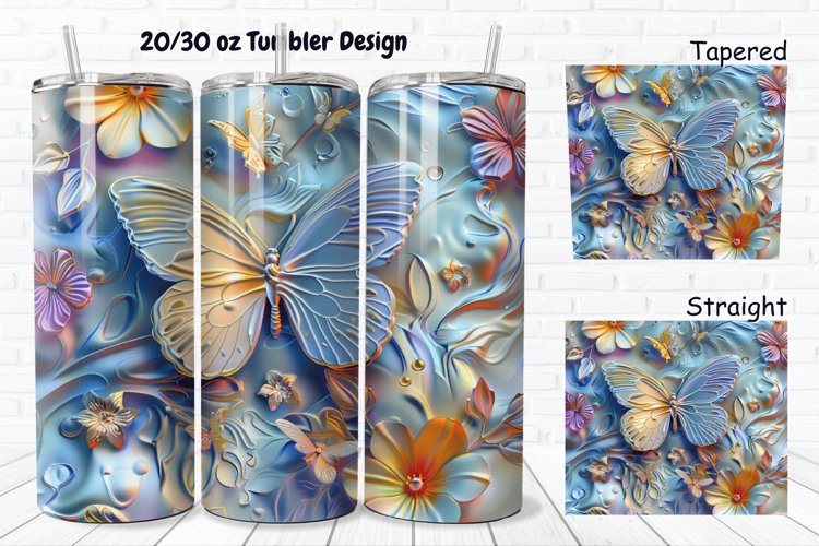 3D Butterfly Floral 20/30oz Skinny Tumbler example image 1