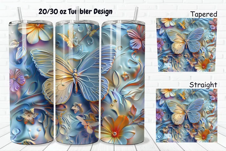3D Butterfly Floral 20/30oz Skinny Tumbler