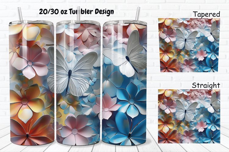 3D Butterfly Floral 20/30oz Skinny Tumbler