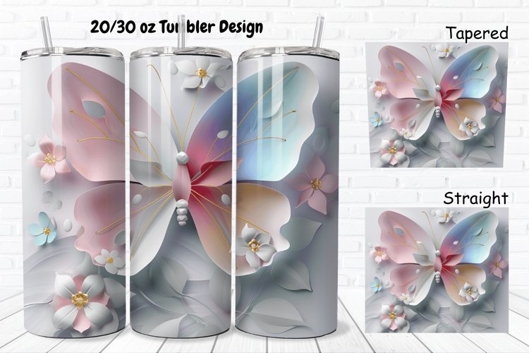 3D Butterfly Floral 20/30oz Skinny Tumbler example image 1