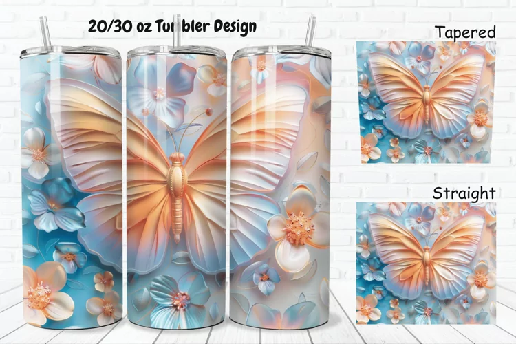 3D Butterfly Floral 20/30oz Skinny Tumbler