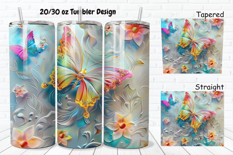 3D Butterfly Floral 20/30oz Skinny Tumbler example image 1