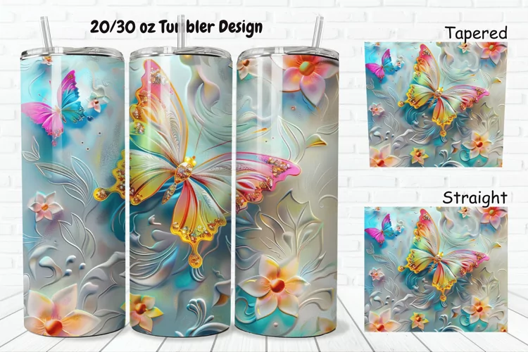 3D Butterfly Floral 20/30oz Skinny Tumbler