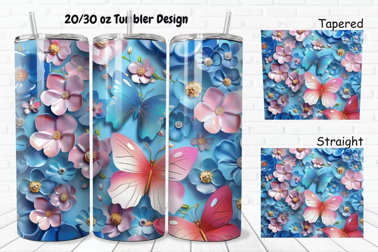 3D Butterfly Floral 20/30oz Skinny Tumbler
