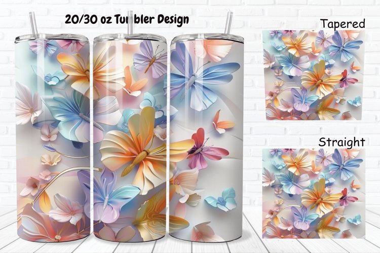 3D Butterfly Floral 20/30oz Skinny Tumbler example image 1