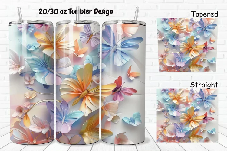 3D Butterfly Floral 20/30oz Skinny Tumbler
