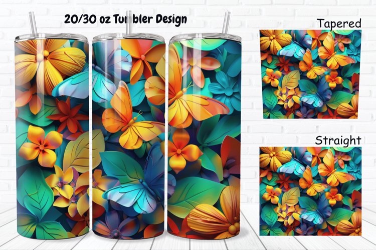 3D Butterfly Floral 20/30oz Skinny Tumbler